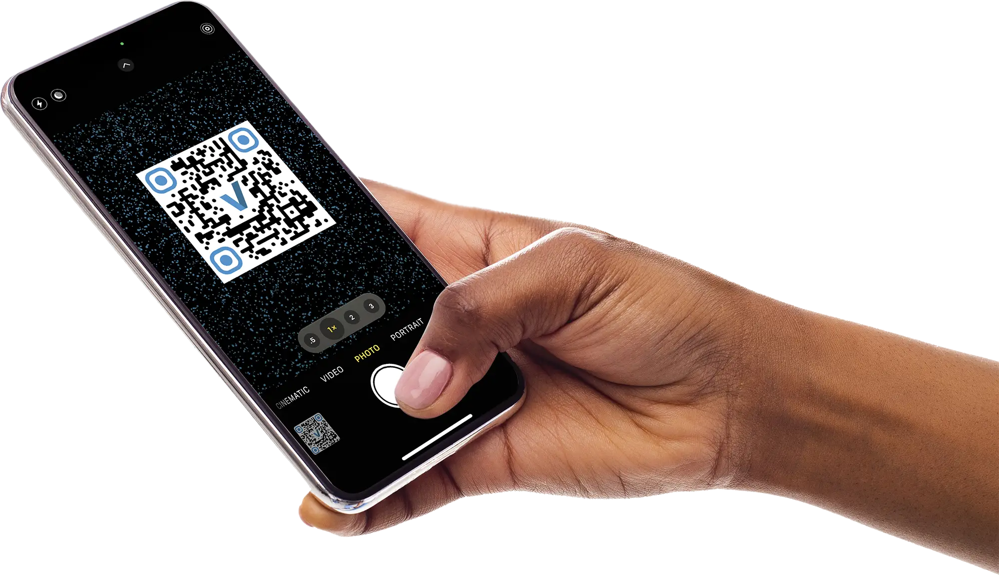 hand holding phone taking picture of qr code