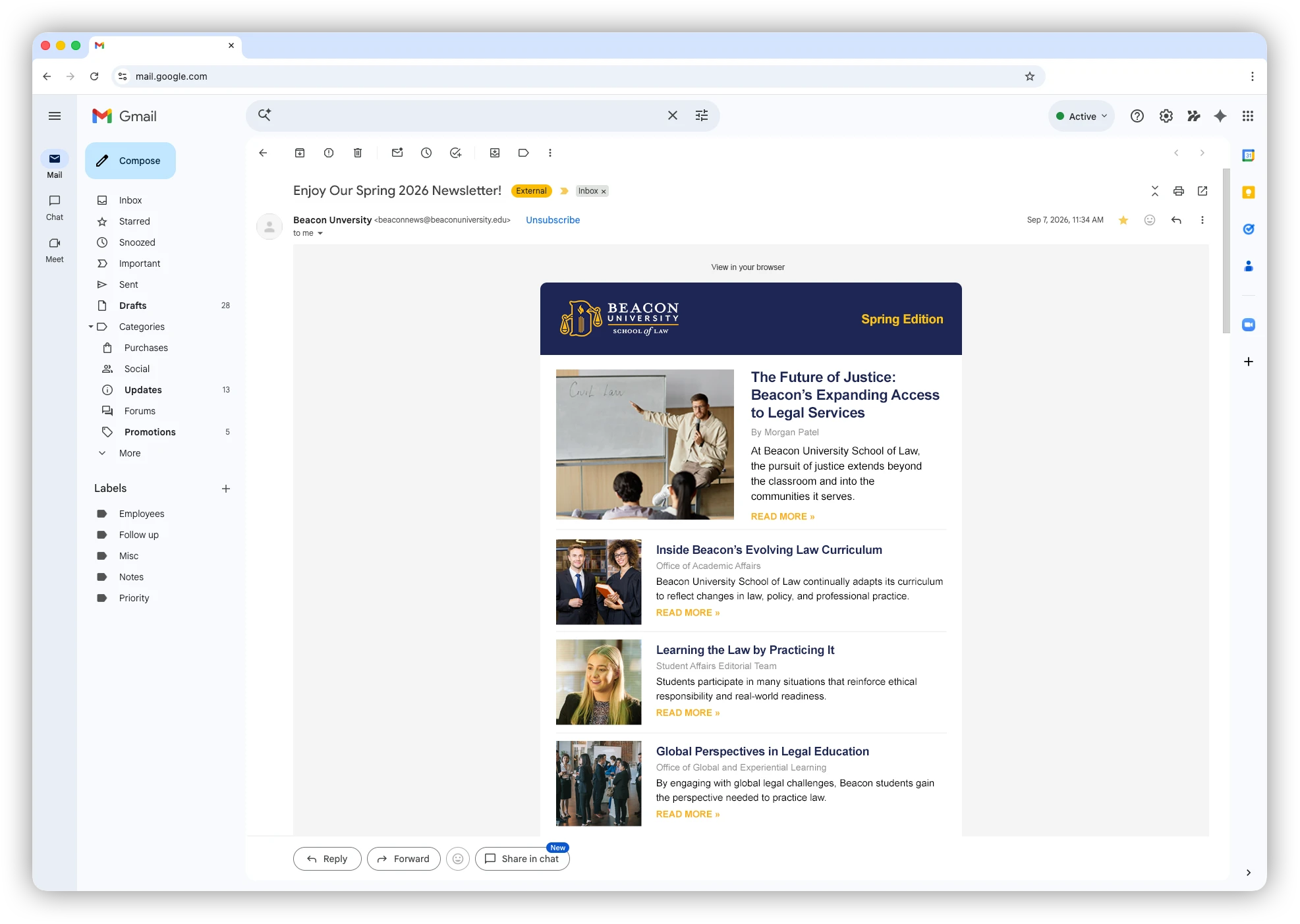 Inbox newsletter version